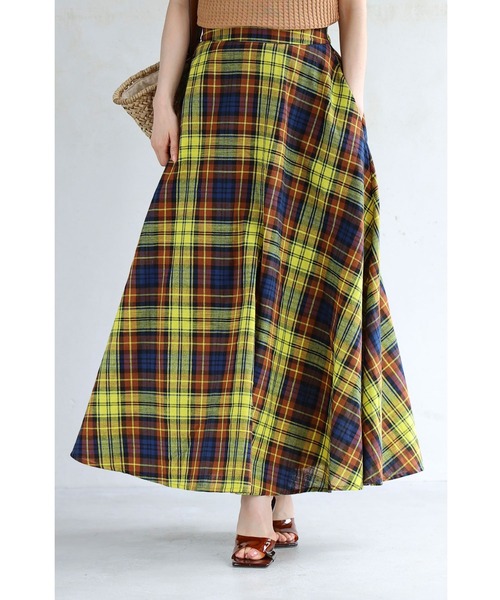 さらりと涼しいチェック柄ロングスカート（スカート）｜CAWAII（カワイイ）