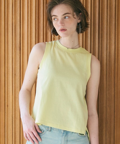 coca（coca）（コカ）の「アメスリAラインスリットタンク（タンクトップ・レディース・ホワイト/チャコール/イエロー/ブラック/ライトピンク/ライトグレー・M/L/S）」の5枚目の写真