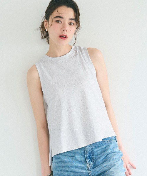 coca（coca）（コカ）の「アメスリAラインスリットタンク（タンクトップ・レディース・ホワイト/チャコール/イエロー/ブラック/ライトピンク/ライトグレー・M/L/S）」の3枚目の写真