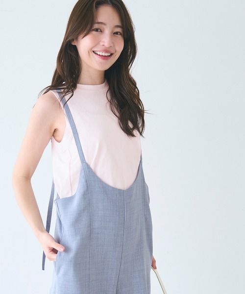 coca（coca）（コカ）の「アメスリAラインスリットタンク（タンクトップ・レディース・ホワイト/チャコール/イエロー/ブラック/ライトピンク/ライトグレー・M/L/S）」の21枚目の写真