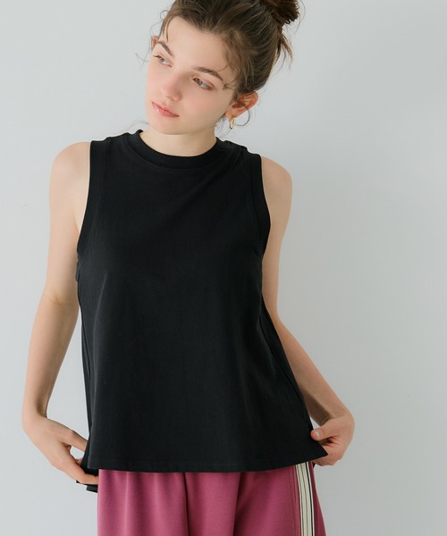 coca（coca）（コカ）の「アメスリAラインスリットタンク（タンクトップ・レディース・ホワイト/チャコール/イエロー/ブラック/ライトピンク/ライトグレー・M/L/S）」の15枚目の写真