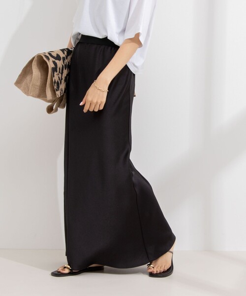 NOLLEY’S（ノーリーズ）の「ウォッシャブルサテンバイヤスフレアスカート（スカート・レディース・キナリ/ブラック・38/36）」の19枚目の写真