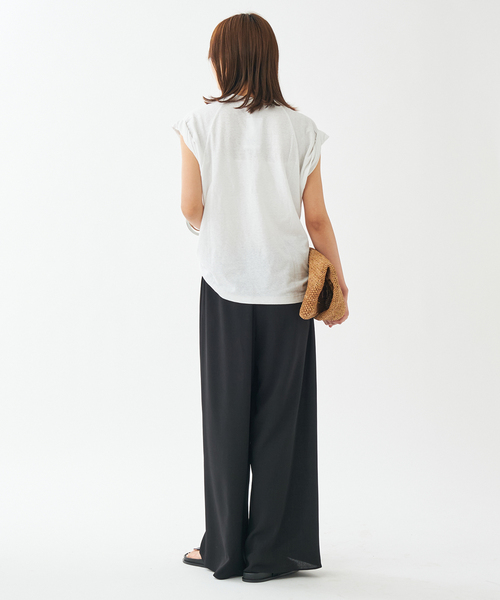plage(プラージュ)の「《追加》LINEN COTTON Tシャツ(Tシャツ/カットソー・レディース・チャコールグレー/ホワイト/ベージュ・FREE)」の8枚目の写真