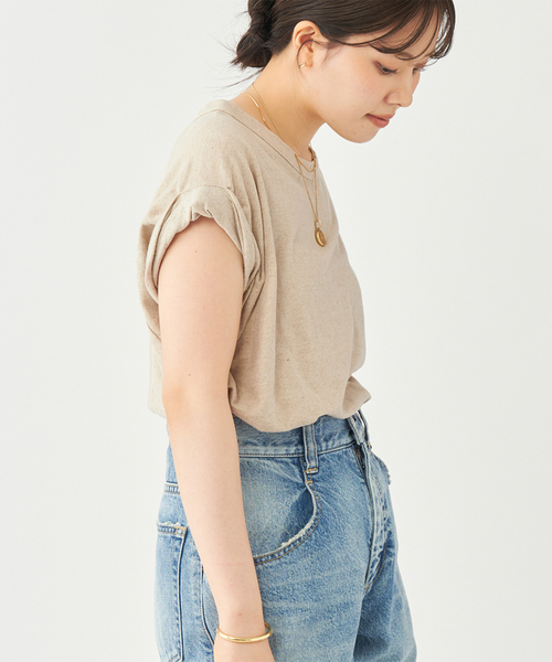 plage(プラージュ)の「《追加》LINEN COTTON Tシャツ(Tシャツ/カットソー・レディース・チャコールグレー/ホワイト/ベージュ・FREE)」の11枚目の写真