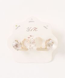 【YM】4粒set ice flower 鉱石 ステンレスイヤリング(MA)