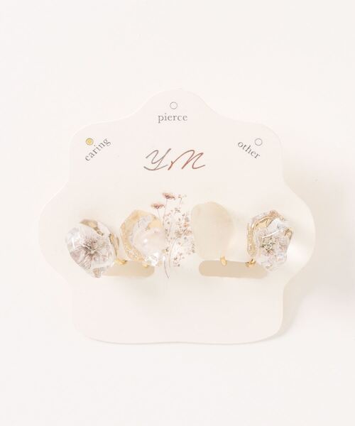 tone(トーン)の「【YM】4粒set ice flower 鉱石 ステンレスイヤリング(MA)(イヤリング・レディース・ホワイト/オレンジ/カーキ/グレー/ピンク・FREE)」の3枚目の写真