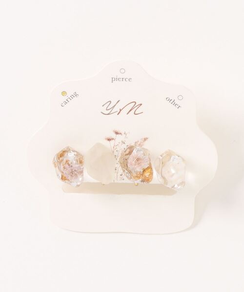 tone(トーン)の「【YM】4粒set ice flower 鉱石 ステンレスイヤリング(MA)(イヤリング・レディース・ホワイト/オレンジ/カーキ/グレー/ピンク・FREE)」の4枚目の写真