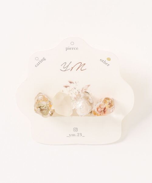 tone(トーン)の「【YM】4粒set ice flower 鉱石 ステンレスイヤリング(MA)(イヤリング・レディース・ホワイト/オレンジ/カーキ/グレー/ピンク・FREE)」の5枚目の写真