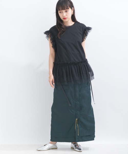 terrace(テラス)の「フリルチュールレースノースリーブ(Tシャツ/カットソー・レディース・イエロー/ブラック/オフホワイト/ブルー・MEDIUM)」の21枚目の写真