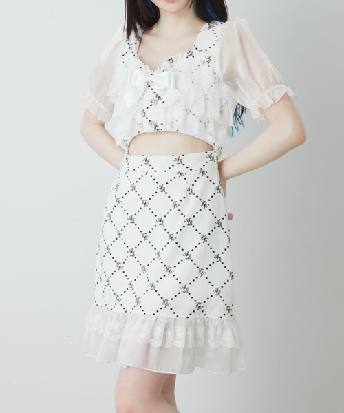 Ank Rouge（アンクルージュ）の「フリルモノグラムワンピース 