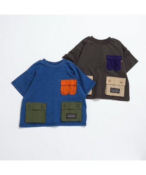 BREEZE（ブリーズ）の「マルチポケットTシャツ（Tシャツ/カットソー・キッズ・チャコール/インディゴブルー・90/100/110/120/130/140/150）」の4枚目の写真