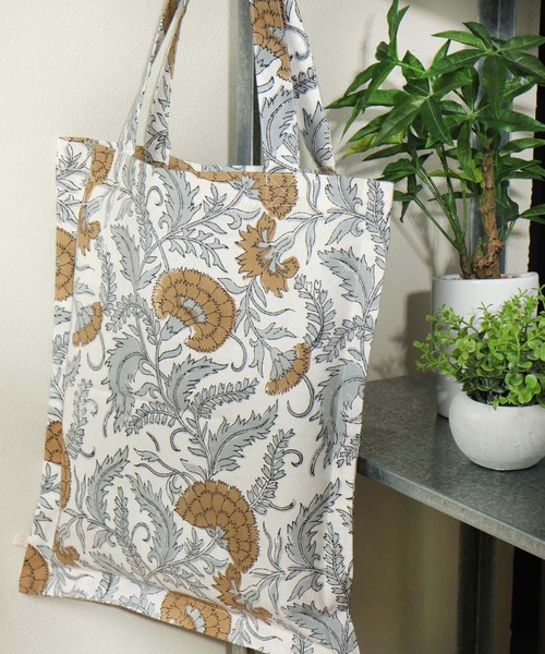 studio CLIP（スタディオクリップ）の「ブロックプリントトートバッグ（エコバッグ/サブバッグ・レディース・グレー/ブルー/イエロー・FREE）」の2枚目の写真