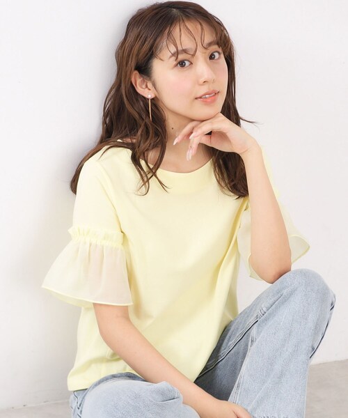 tシャツ 「WEB限定」前後ドッキングフレアTシャツ「洗濯機で洗える」 レディース セール】ドッキングフレアトップス【洗濯機洗い可/接触冷感/吸水