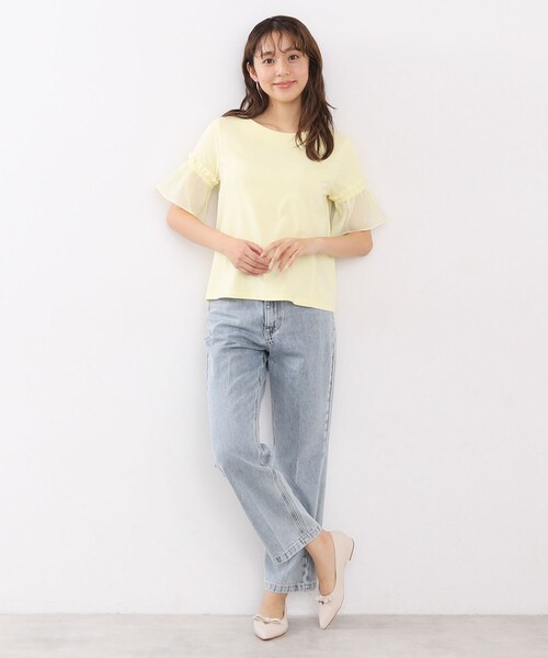 index（インデックス）の「◆ドッキングフレアトップス【洗濯機洗い可/接触冷感/吸水速乾】（Tシャツ/カットソー・レディース・ライトイエロー系/ブラック/オフホワイト・36/38/40/42）」の14枚目の写真