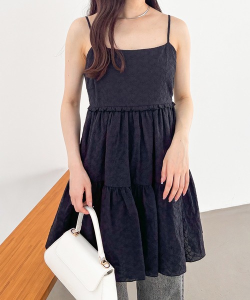 Heather(ヘザー)の「フリルティアードキャミミニワンピース 137505(ワンピース・レディース・オフホワイト/ブルー系その他/ブラック・FREE)」の3枚目の写真