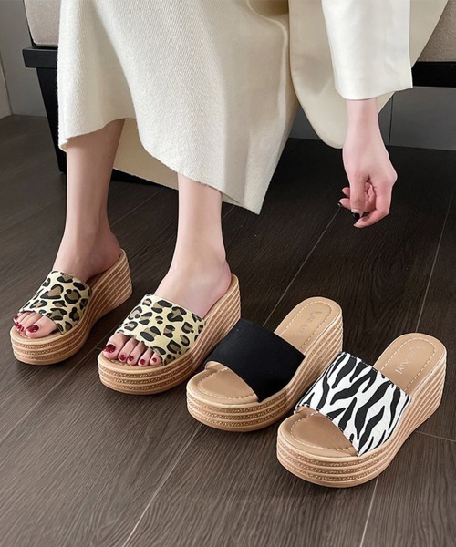 Miniministore(ミニミニストア)の「厚底サンダル ウエッジソールサンダル美脚(サンダル・レディース・レオパード/ゼブラ/ブラック・22.5cm/24.0cm/23.0cm/23.5cm/24.5cm)」の6枚目の写真