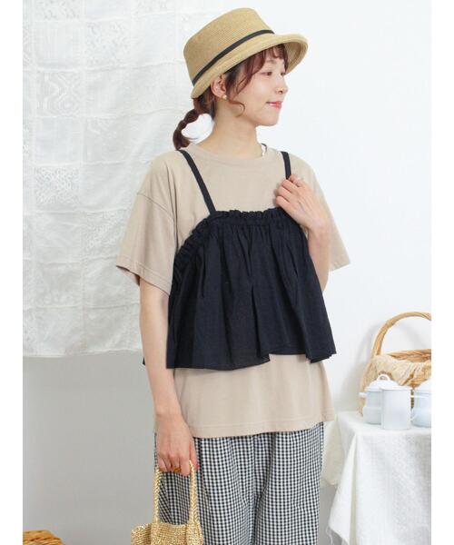 Samansa Mos2（サマンサ モスモス）の「ビスチェセットTシャツ（Tシャツ/カットソー・レディース・キナリ/オフホワイト/ベージュ/ブラック・F）」の4枚目の写真