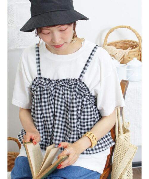 Samansa Mos2（サマンサ モスモス）の「ビスチェセットTシャツ（Tシャツ/カットソー・レディース・キナリ/オフホワイト/ベージュ/ブラック・F）」の5枚目の写真