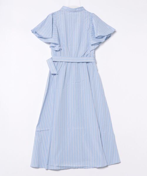 GORGE(ゴージ)の「《フレアスリーブ×ストライプ》レディース シャツワンピース ベルト付き 春夏秋(ワンピース・レディース・ネイビー/ブルー系その他/サックスブルー・F)」の11枚目の写真