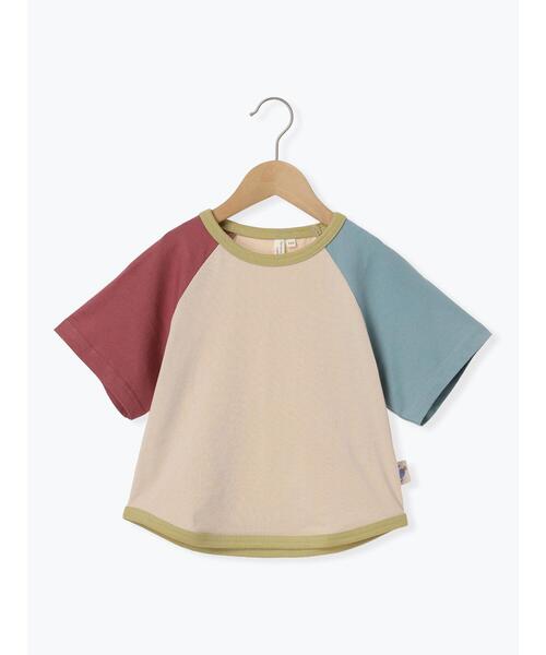 Samansa Mos2 Lagom(サマンサモスモスラーゴム)の「【吸水速乾】オーガニックコットン配色ラグランTシャツ(Tシャツ/カットソー・キッズ・ブルー/ベージュ・130/120/110/100/95)」の2枚目の写真