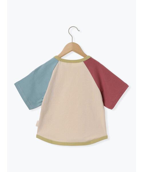 Samansa Mos2 Lagom(サマンサモスモスラーゴム)の「【吸水速乾】オーガニックコットン配色ラグランTシャツ(Tシャツ/カットソー・キッズ・ブルー/ベージュ・130/120/110/100/95)」の4枚目の写真