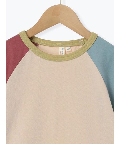 Samansa Mos2 Lagom(サマンサモスモスラーゴム)の「【吸水速乾】オーガニックコットン配色ラグランTシャツ(Tシャツ/カットソー・キッズ・ブルー/ベージュ・130/120/110/100/95)」の5枚目の写真