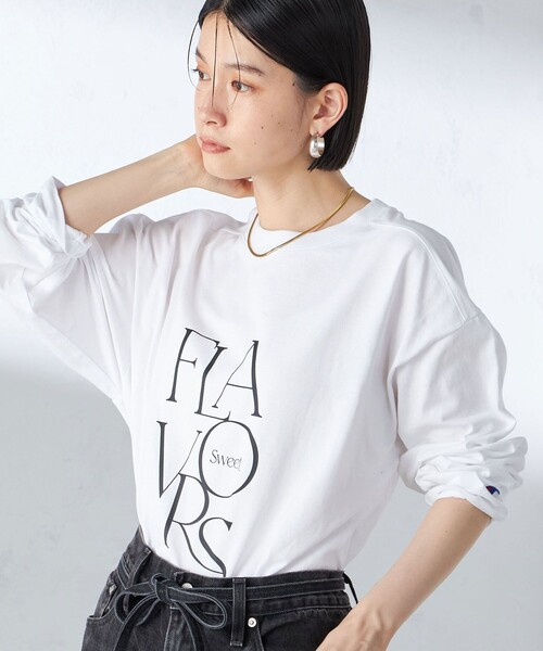 Champion（チャンピオン）の「【SHIPS別注】Champion: ロング スリーブ TEE（Tシャツ/カットソー・レディース・ネイビー/ダークグレー/ライトホワイト/ホワイト/ブラック/ホワイト系・ONE SIZE）」の3枚目の写真