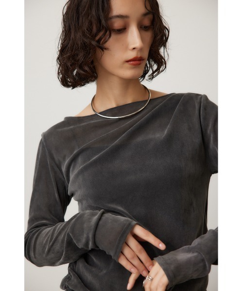 crie conforto(クリーコンフォルト)の「シアーベロアライクトップス(Tシャツ/カットソー・レディース・グレー/アイボリー/ブラウン・FREE)」の15枚目の写真