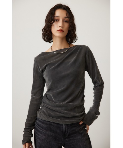 crie conforto(クリーコンフォルト)の「シアーベロアライクトップス(Tシャツ/カットソー・レディース・グレー/アイボリー/ブラウン・FREE)」の16枚目の写真