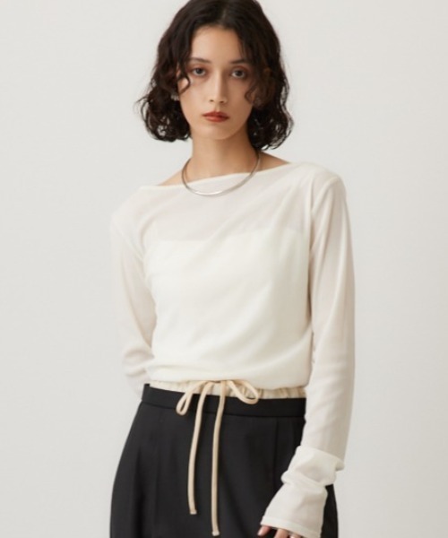 crie conforto（クリーコンフォルト）の「シアーベロアライクトップス（Tシャツ/カットソー・レディース・グレー/アイボリー/ブラウン・FREE）」の15枚目の写真