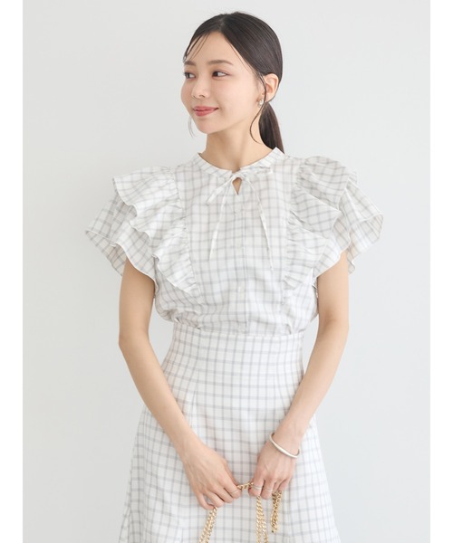 earth music&ecology(アースミュージックアンドエコロジー)の「フリルチェックブラウス(シャツ/ブラウス・レディース・オフホワイト/ダークブラウン・FREE)」の13枚目の写真