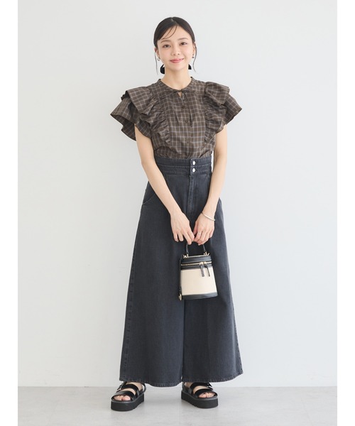 earth music&ecology(アースミュージックアンドエコロジー)の「フリルチェックブラウス(シャツ/ブラウス・レディース・オフホワイト/ダークブラウン・FREE)」の18枚目の写真