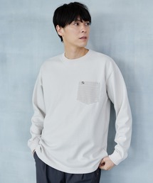 Arnold Palmer | 裏ボーダー ポンチ ロングスリーブ Tシャツ(Tシャツ/カットソー)