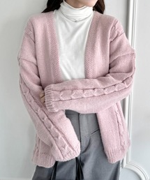ケーブルラップカーディガン
