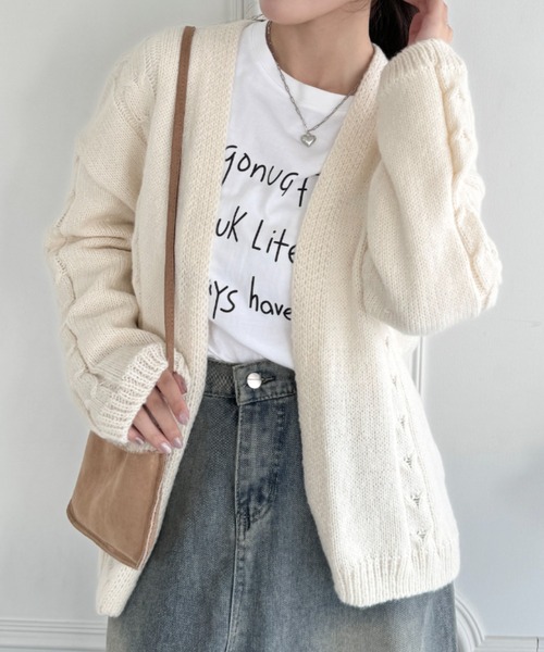 セール】ケーブルラップカーディガン（カーディガン/ボレロ）｜SOLLON