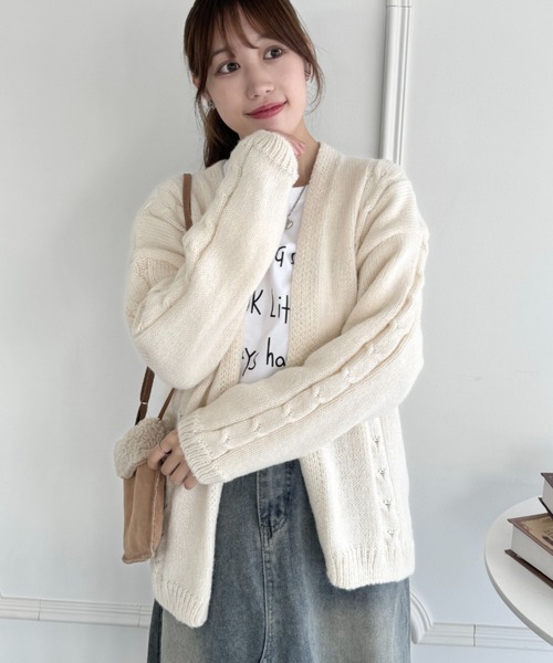 セール】ケーブルラップカーディガン（カーディガン/ボレロ）｜SOLLON
