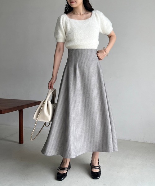 one after another NICE CLAUP（ワンアフターアナザーナイスクラップ）の「サイズ調整可/バックジップフレアスカート/WEB限定（スカート・レディース・グレー系その他/ブラウン系その他/ブラック・SMALL/MEDIUM/LARGE）」の4枚目の写真