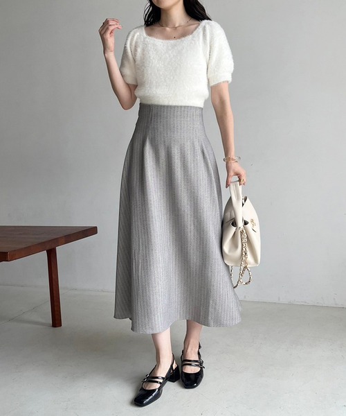 one after another NICE CLAUP（ワンアフターアナザーナイスクラップ）の「サイズ調整可/バックジップフレアスカート/WEB限定（スカート・レディース・グレー系その他/ブラウン系その他/ブラック・SMALL/MEDIUM/LARGE）」の5枚目の写真