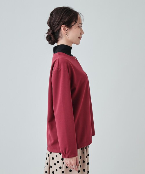 SHOO・LA・RUE（シューラルー）の「◆【洗える】ドットボタンがアクセント 着こなし色々クルーネックカーディガン（カーディガン/ボレロ・レディース・ライトグレー/ボルドー/スミクロ/ブラック・04/03/02）」の22枚目の写真