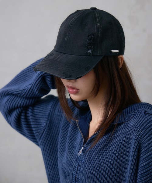 ENVYM(アンビー)の「ダメージピグメントキャップ(キャップ・レディース・ブラック・FREE)」の1枚目の写真