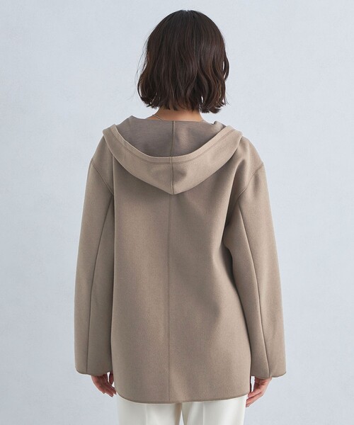 green label relaxing（グリーンレーベルリラクシング）の「フルイド フーディ オーバー カットソー カーディガン（カーディガン/ボレロ・レディース・ブラック/モカ・FREE）」の10枚目の写真