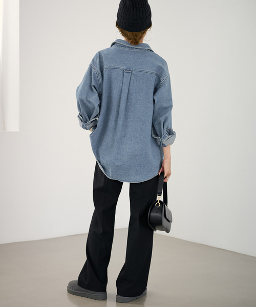 FRAMEeWORK　デニムシャツ FRAMeWORK ブラウス シャツ ライトオンスデニムシャツ