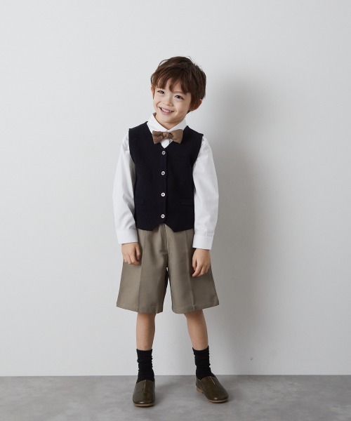 riziere（リジェール）の「センターシームハーフパンツ（ウエスト紐調整）（スーツパンツ・キッズ・カーキ系/グレー/ブラウン/ブラック・90/100/110/120/130/140/150/160）」の14枚目の写真