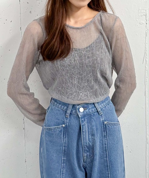 archives(アルシーヴ)の「リンクルチュールTOPS(Tシャツ/カットソー・レディース・グレー/アイボリー/ブラック/ブラウン・MEDIUM)」の3枚目の写真