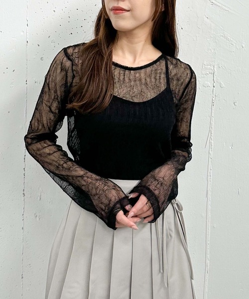 archives(アルシーヴ)の「リンクルチュールTOPS(Tシャツ/カットソー・レディース・グレー/アイボリー/ブラック/ブラウン・MEDIUM)」の2枚目の写真