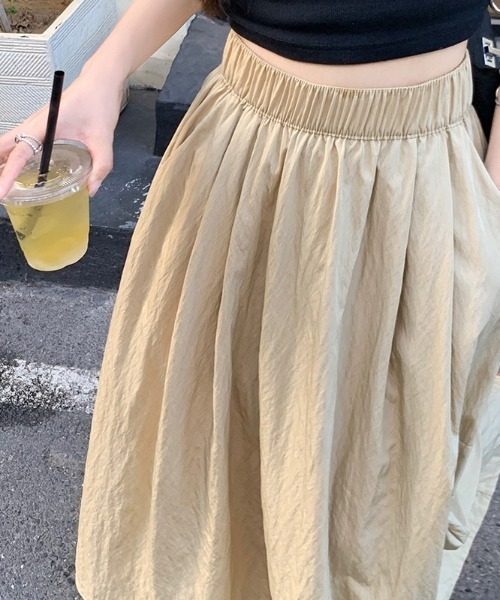 Per sist ence（パーシエンス）の「ウエストシャーリングゴム ボリュームギャザースカート（スカート・レディース・ブラック/キャメル/ダークグレー/ベージュ・FREE）」の14枚目の写真