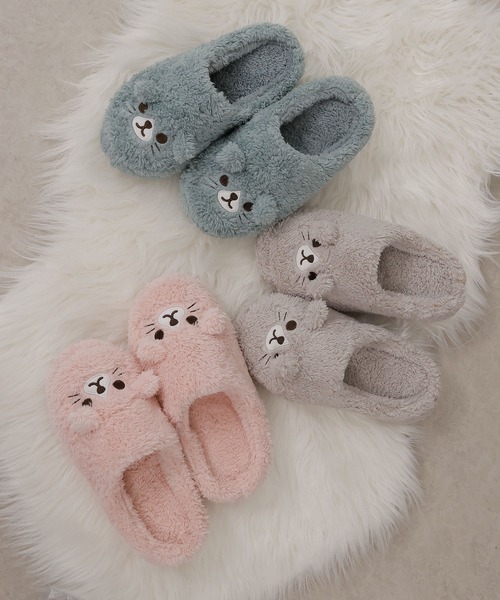 セール】ねこ くま ルームシューズ（ルームシューズ/スリッパ