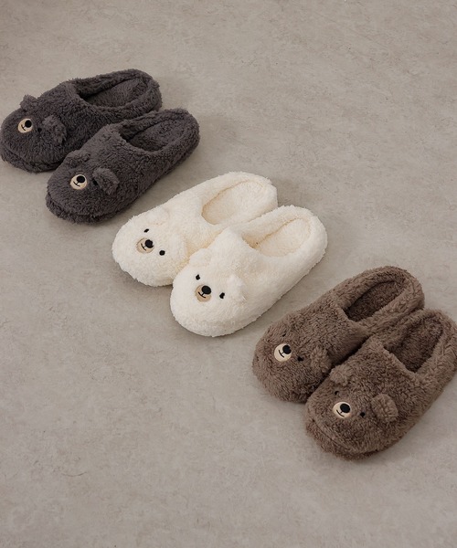 セール】ねこ くま ルームシューズ（ルームシューズ/スリッパ