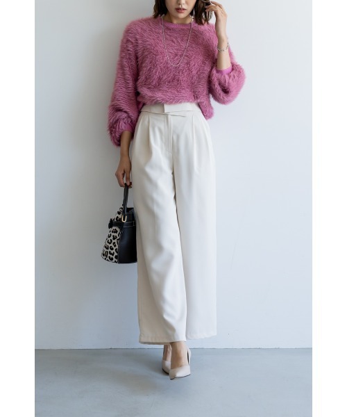 M.deux（エムドゥ）の「●フェザーヤーンニット●（ニット/セーター・レディース・グレイッシュベージュ/ピンク・MEDIUM）」の6枚目の写真