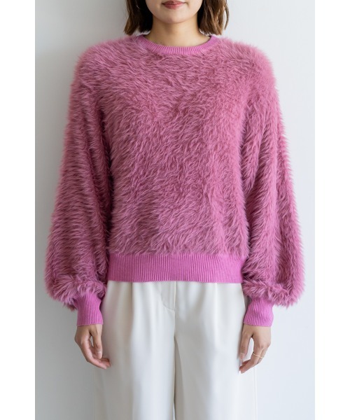 M.deux（エムドゥ）の「●フェザーヤーンニット●（ニット/セーター・レディース・グレイッシュベージュ/ピンク・MEDIUM）」の8枚目の写真